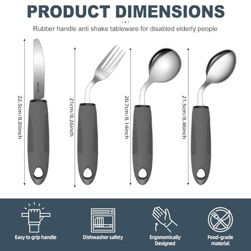 CEOTIS Adaptive Utensils Set (4-Piece) with Nonslip Handle and 42° Angled Easy Grip Spoon & Fork for Seniors, Disabled Individuals, and Arthritis - Image 2