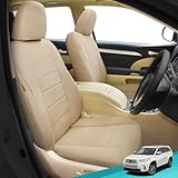 FEINEPRO Custom Seat Covers for Toyota Highlander 2014-2019 8 Seater Full Set Faux Leather Car Interior Replacement Accessories - Second Row 40/60 Split Bench - Beige