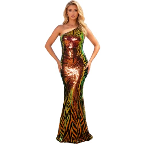 Image of Holographic Sequin Formal Dress Stretch Maxi Prom Evening Gown