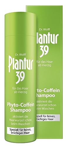 Plantur 39 Phyto-Coffein-Shampoo – speziell für feines und brüchiges Haar – Pflegeshampoo zur Vorbeugung vor menopausalem Haarausfall – 1 x 250 ml