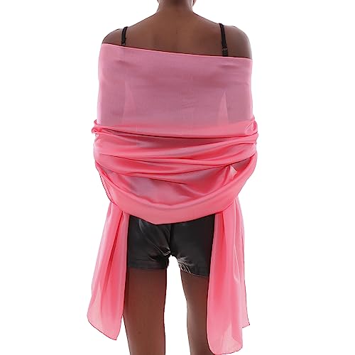 Womens Scarf Pashmina Shawls and Wraps for Evening Dresses Like Chiffon Silk Scarf for Bridal Wedding Dark Pink