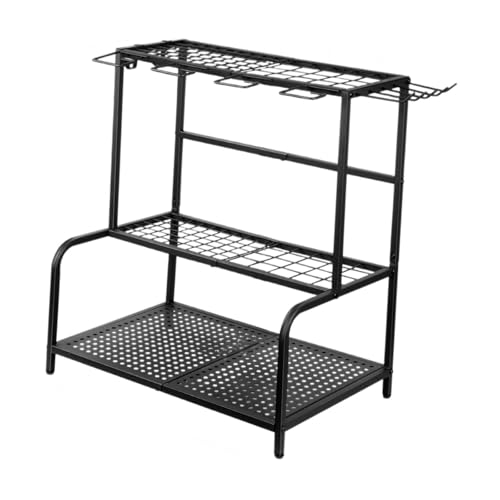 Fenteer Garden Tool Organizer with Wheels Rack Space Saving Yard Tools Storage Stand for Garage for Shed Backyard Patio Yard Cleaning