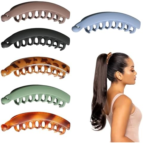 6-Pack Large Matte Banana Hair Clips Cover