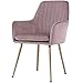 GOLDEN BEACH Velvet Dinning Chair Mid-Back Accent Chair Modern Leisure Armchair with Gold Plating Legs Upholstered Living Room Chair (Pink Mauve-1PC)