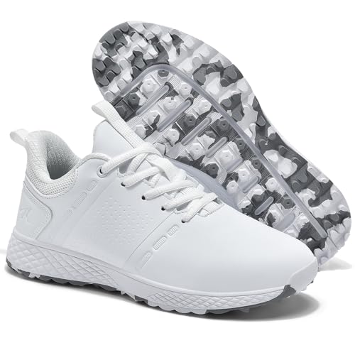 Image of ULTIANT Golf Shoes Women Waterproof Spikeless Ladies Sport Sneakers Walking Shoes Size5-9.5(White,40)