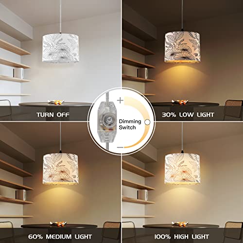 Cinsary Plug In Pendant Light, Hanging Light With Plug In Cord With Dimmable Switch, Hanging Lamp With 15 Ft Clear Cord, Pendant Light Fixture For Bedroom Kitchen Island Living Room (Bulb Included) #TOP2