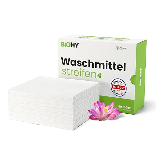 BiOHY Arkusze detergentów (Zestaw 1) | Detergent podróżny UNIVERSAL bez plastiku | Biodegradowalny papier do prania | Rozpuszczalne w wodzie paski detergentowe do pralki (Wasch Blätter)