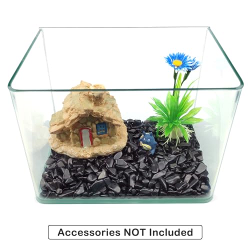 Image of WAYBER 2 Lbs /920g Black Obsidian Quartz Crystal Stones Irregular Decorative Rocks Aquarium Pebbles Gravels for Fish Turtle Tank /Succulent Plants /Air Plants Decoration (Fill 2 Cups)