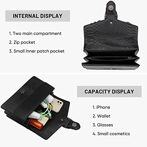 Jbb Crossbody Shoulder Purse For Women - Snake Printed Leather Evening Clutch Chain Strap Small Satchel Bag #TOP4