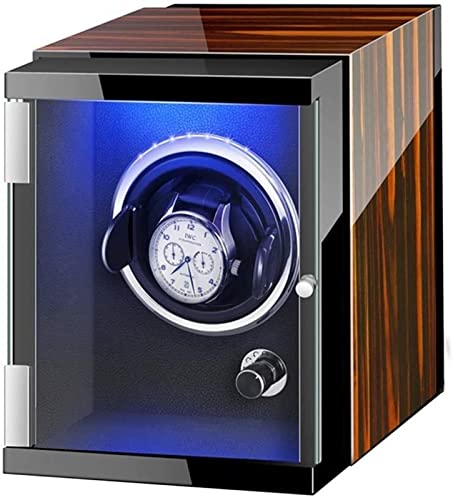 JPXXFM Caja de bobinador automático de un solo reloj con luces coloridas, fuente de alimentación doble, almohadas flexibles para reloj, accesorios silenciosos para motor