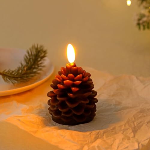 Velas LED de Piña Navideñas de Alta Calidad con Llama Artificial 4