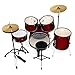 Ashthorpe 5-Piece Complete Full Size Adult Drum Set with Remo Batter Heads - Red