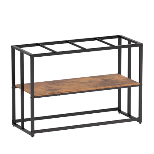 Image of 55-75 Gallon Fish Tank Stand 900LBS Capacity For Aquarium Metal Stand,Brown | Powder Metal Fish Tank Stand 48.4 inchx19.7 inchx31.5 inch Dual-Layer Design Terrarium Stand Ideal for Home and Office & Small Pet Shop