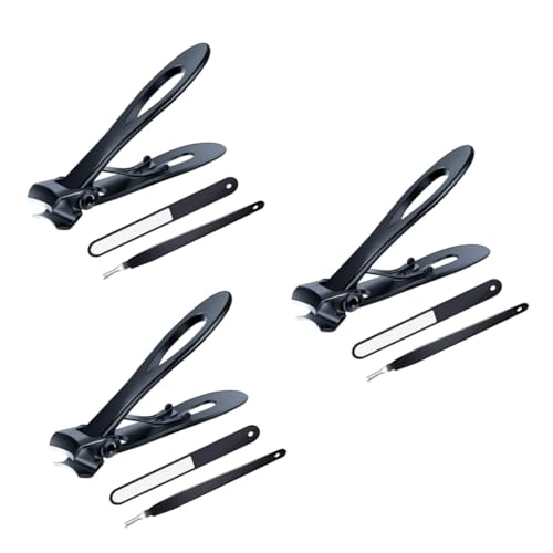 Coupe-ongles ouverture large kit de modelage de 9 pièces pour pédicure et manucure noir