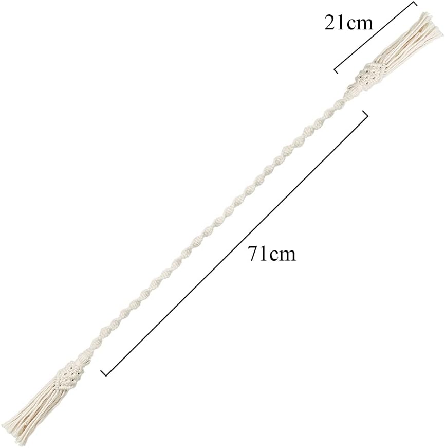 2Pcs Curtain Tiebacks Ropes Tassel Holdbacks Handmade Cotton Rope Window Curtain Buckle Clip Holder Boho Macrame Drapery Tie-Backs Ropes Decorative Rope Curtains Ties for Home Office Dorm Patio
