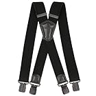 Decalen Hosenträger Herren 40 mm Breit – Elastisch, Verstellbar, X-Form mit Metall-Clips, Einheitsgröße für Männer & Damen, Schwarz/Rot/Braun/Blau (Schwarz - Schwarz Clips)