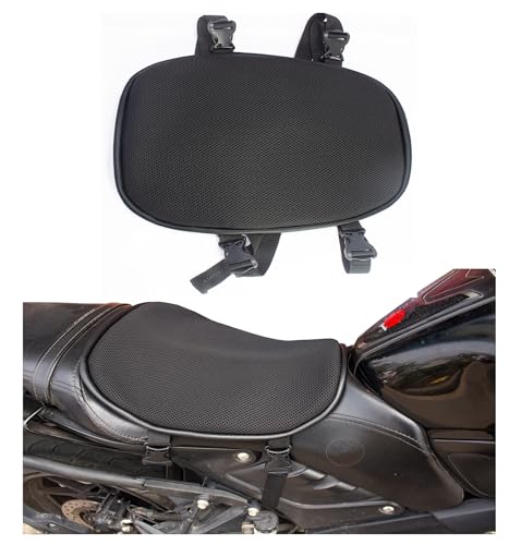 Image of asroy 3D Mesh Motorcycle Seat Cushion - Anti Heat Bike Seat Cover for Long Ride Comfort, Air Ventilated Cushion Pad with Adjustable Straps for All Bikes and Scooter