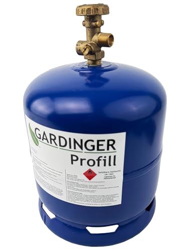 GARDINGER Aktionsset leere befüllbare 2,5 kg Propangasflasche Profill mit Sicherheitsventil Adapter Umfüllschlauch (Alternative zur GAZ R907)