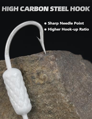 Leurres de pêche à queue jaune BLUEWING souples avec tête plombée blanche de 0.6g - 3