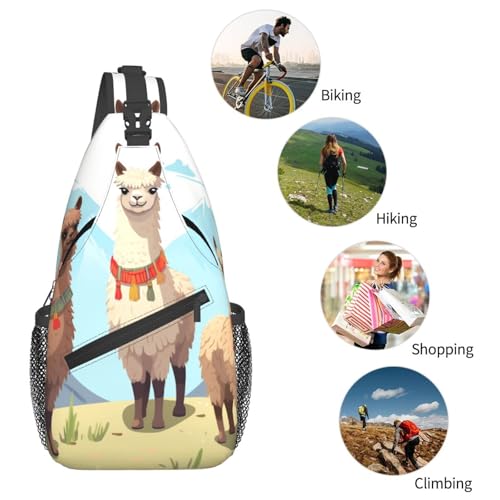 Bolso tipo sling para mujer y hombre con diseño de llama y alpaca miniatura 5