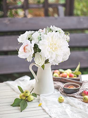 Ipopu Artificial Flowers Combo White Fake Flowers Silk Flowers Roses Peony Flowers Bridal Bouquets Flower Decor For Diy Wedding Table Centerpieces Arrangements Cake Baby Shower Decor (Classic White) #TOP6
