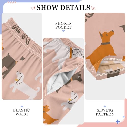 Boys' Pants Dogs Dachshund Terrier Animal Pink Long Bottoms Jogger Pants Elastic Waist Trousers with Pockets S-XL4