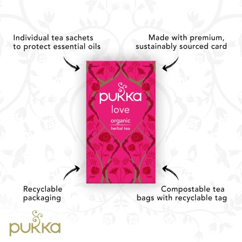 Pukka Organic Tea Bags, Love Herbal Tea With Chamomile, Rose And Lavender, 20 Count (Pack Of 3) 60 Tea Bags #TOP5