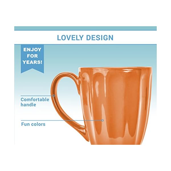 Klikel coffee mugs set of 6 fluted ceramic mug hot tea and coffee cup solid bright colors dishwasher and microwave safe dinnerware  urban country home decor