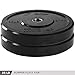 Day 1 Fitness Olympic Bumper Weighted Plate 2” For Barbells, Bars – 35 lb Set of 2 Plates - Shock-Absorbing, Minimal Bounce Steel Weights with Bumpers for Lifting, Strength Training, and Working Out