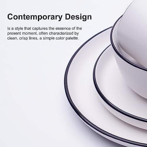 Müllerheim 903 Minimalist Collection 16-Piece Contemporary Ceramic Stoneware Dinnerware Sets For 4, Matte White, Plates And Bowls Sets, Dinner Plates Set, Salad Dish Set, Bowls, Cup #TOP2