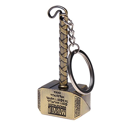 ahomi Avenger League Vintage Porte-clés Thor Hammer Porte-clés pour Capitaine US (Or)
