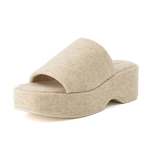 CUSHIONAIRE Women's Spin one Band Platform Sandal with +Memory Foam, Sand Wool 7.5 by CUSHIONAIRE - Used condition - Image 9