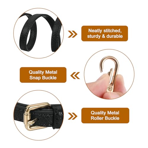 Image of uxcell Leather Bag Strap Replacement Adjustable Crossbody Bag Straps Conversion for Shoulder Bag Handbag Purse, Black, Gold Buckle