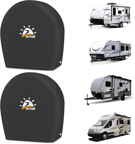 Zettum Coperture per pneumatici da 2 pacchetti adatti a pneumatico diametro 26-29 pollici (66-73 cm), coperchio per auto per auto impermeabile PU Oxford per camper, camion, SUV