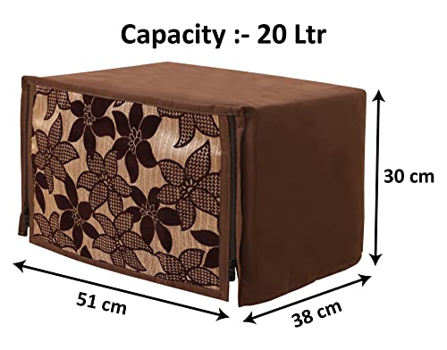 Image of Kuber Industries Velvet Flower Printed Microwave Oven Cover, Dustproof Machine Protector Cover,20 LTR. (Brown)-HS43HEARTH26056