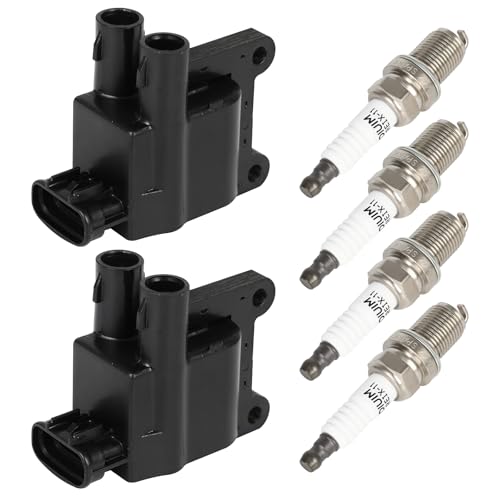 ECCPP 2 ignition coils with 4 iridium Spark Plugs,UF180,coils packs,for Toyota Camry 1997-2001,RAV...