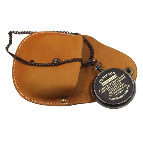 Brújula de bolsillo personalizada con estuche de cuero miniatura 2
