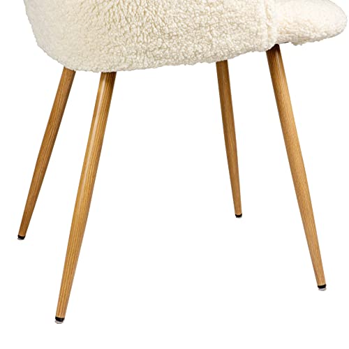 Homsof Set Of 2 Off White Upholstered Dining Chair Teddy Faux Fur Accent Armchair For Kitchen And Living Room #TOP6