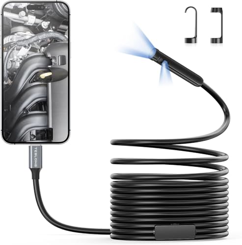 Dual Lens Endoskopkamera mit Licht, Teslong Endoskopkamera kompatibel mit iPhone 15 und Android, 3...