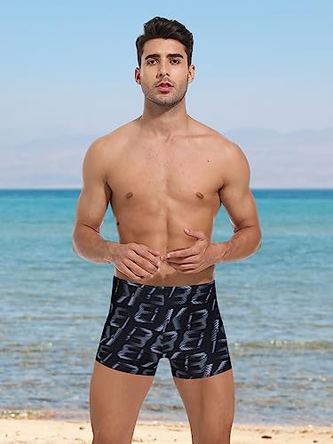 Image of Men's Square Leg Swimming Jammer Shorts UPF50+,Men Swimsuit Swim Jammers Fabric Shape Retention
