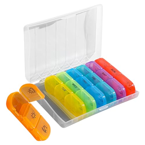 Pastillero Semanal | Organizador De Pastillas 3 Veces Al Día | Estuche Hermético para Suplementos Mañana Noche Ancianos Hombres Niños Trabajo Coche Bolso