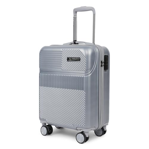 Image of Move-Meant VoyageWare Small Cabin Suitcase 55 Cm 8 Wheels Number Lock Poly Carbonat Silver Trolley Bag for Men & Women | 360 Degree Wheeling System Luggage | Trolley Bags for Travel