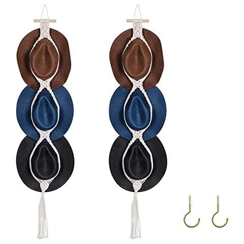 Percha para sombrero UFURMATE, 2 perchas bohemias para sombreros, color beige Cover