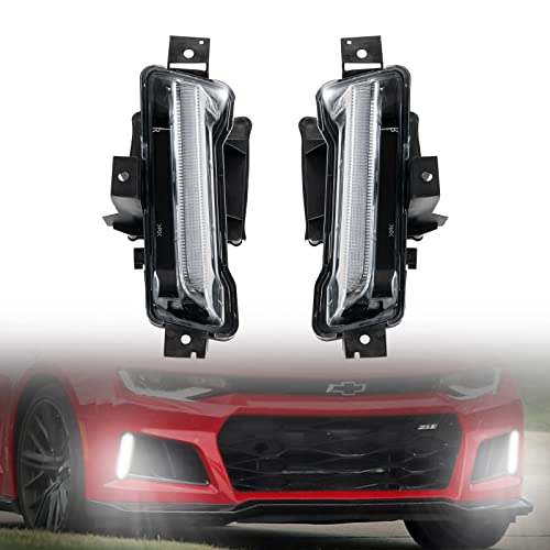 Haka Tough Led Daytime Running Fog Lights For 2016 Chevy Camaro Lt / 2017 2018 Camaro Ls Rs Lt Zl1 / 2019 2020 Camaro Zl1, Drl Headlights Assembly Kit Accessories, No Turn Signal Function, 2Pcs #TOP27