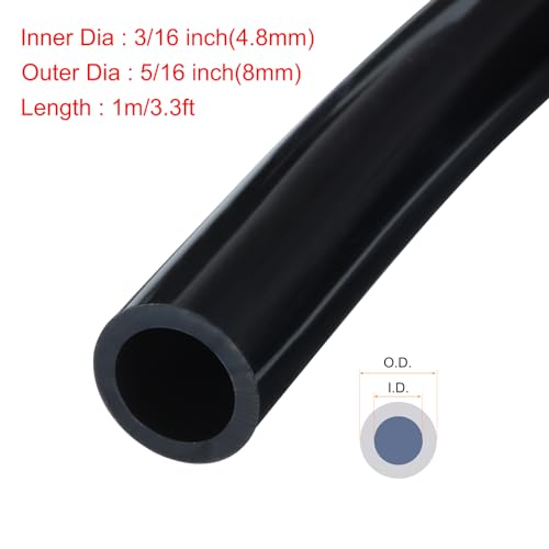 Image of 3.3ft 3 /16 inch ID x 5 /16 inch OD Silicone Tubing Black Industrial Plastic Tubing Pure Silicone Hoses for Pump Siphoning Draining Irrigation Brewing