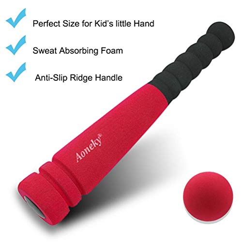 image for Aoneky 11.8 Inch Mini Foam Baseball Bat and Ball Set for Toddlers 1-3 