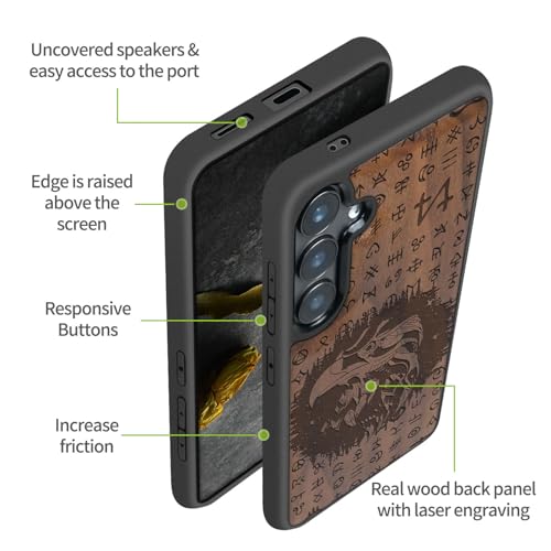 Coque antichoc Galaxy S25 bois véritable étui magnétique Carveit S25 - 6
