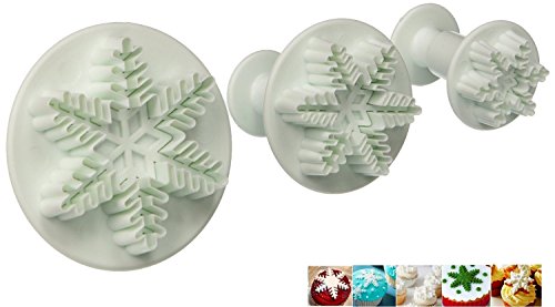 ELINKA Fondant Cake Cutter Decorating Plunger Sugarcraft Snowflake Cutters Tools Set of 3