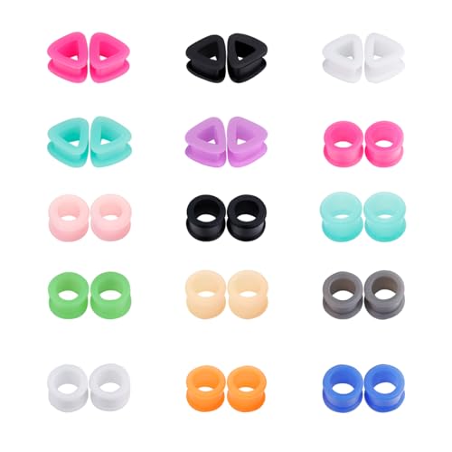 30PCS Ear Gauges Silicone Ear Plugs Stretches Expander Double Flared Plugs and Tunnels Ear Piercing Jewelry