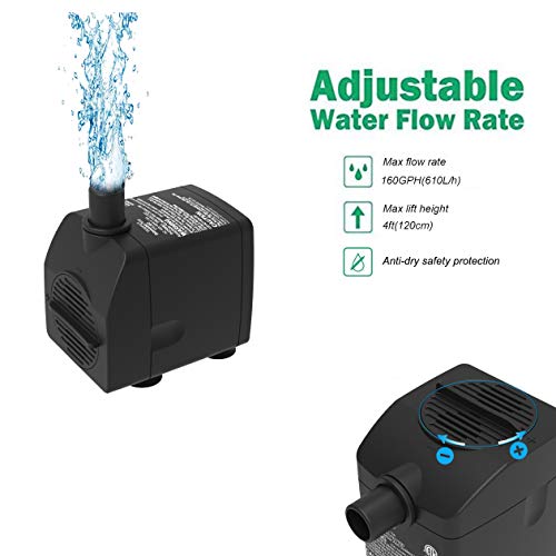 Yh Yuanhua Submersible Water Pump Ultra Quiet With Dry Burning Protection160Gph For Fountains, Hydroponics, Ponds, Aquariums & More … #TOP1